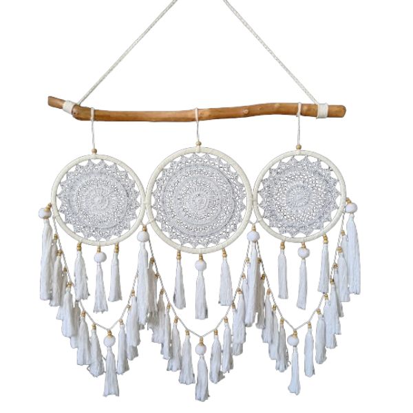 Boho Driftwood Triple Macrame Dream Catcher - 85cm