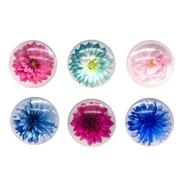 Round Glass Flower Magnet - 5cm