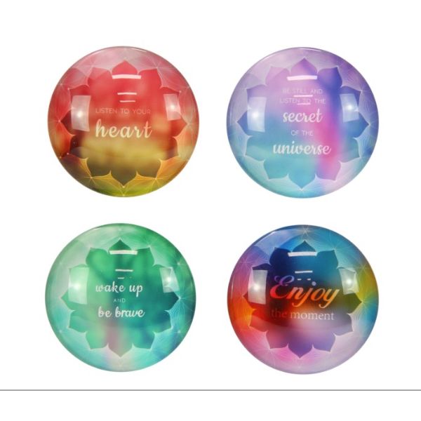 Round Glass Inspirational Wording Magnet - 5cm