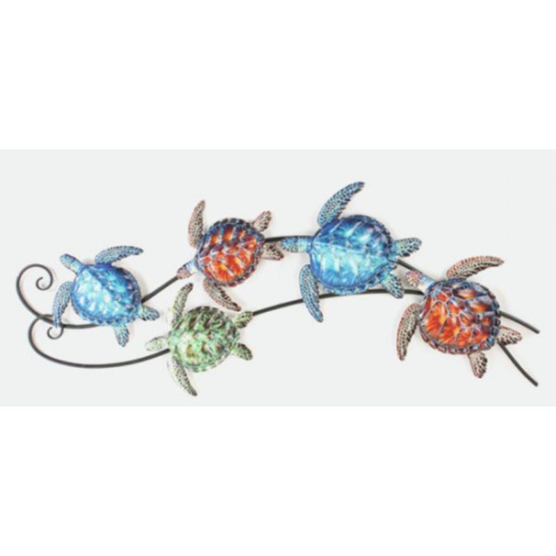 Colourful Metal Turtles Wall Decor - 123cm