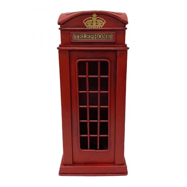 Metal Telephone Box Coin Bank - 2.5cm x 12.5cm x 27.5cm