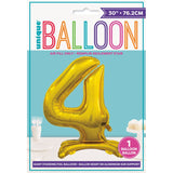 Load image into Gallery viewer, Gold &quot;4&quot; Giant Standing Air Filled Numeral Foil Balloon - 76.2cm
