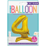 Load image into Gallery viewer, Gold "4" Giant Standing Air Filled Numeral Foil Balloon - 76.2cm