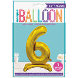 Load image into Gallery viewer, Gold "6" Giant Standing Air Filled Numeral Foil Balloon - 76.2cm
