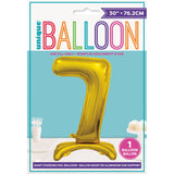 Load image into Gallery viewer, Gold &quot;7&quot; Giant Standing Air Filled Numeral Foil Balloon - 76.2cm
