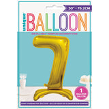 Load image into Gallery viewer, Gold "7" Giant Standing Air Filled Numeral Foil Balloon - 76.2cm