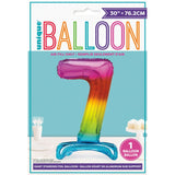 Load image into Gallery viewer, Rainbow &quot;7&quot; Giant Standing Air Filled Numeral Foil Balloon - 76.2cm
