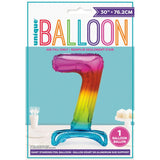 Load image into Gallery viewer, Rainbow "7" Giant Standing Air Filled Numeral Foil Balloon - 76.2cm