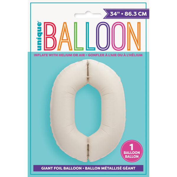 Matte Nude 0 Numeral Foil Balloon - 86cm