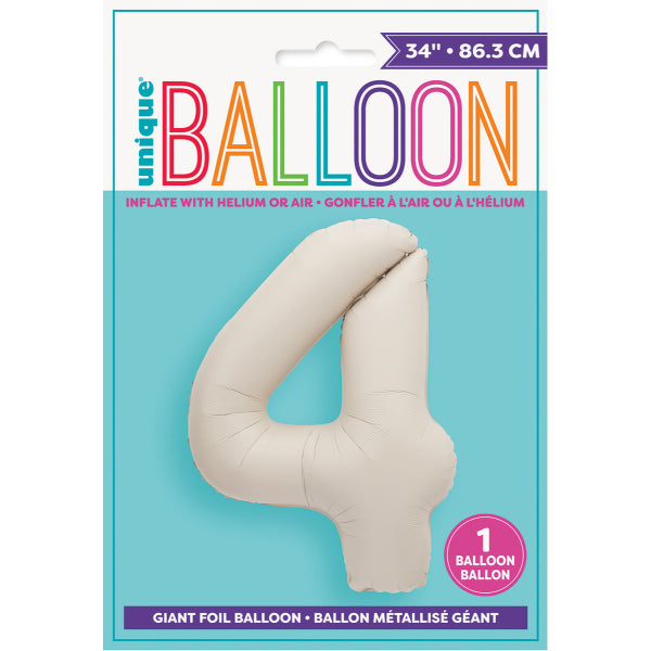 Matte Nude 4 Numeral Foil Balloon - 86cm