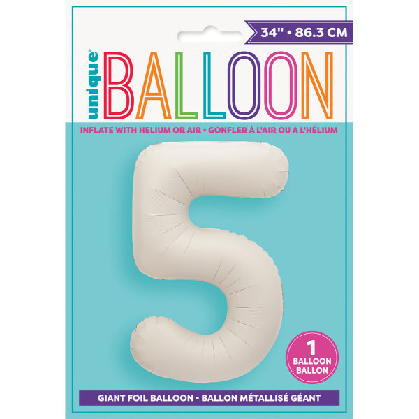 Matte Nude 5 Numeral Foil Balloon - 86cm