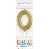 Load image into Gallery viewer, Mini Gold Numeral Pick 0 Birthday Candle - 8cm