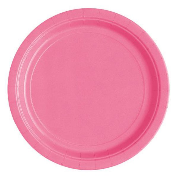 16 Pack Hot Pink Paper Plates - 23cm