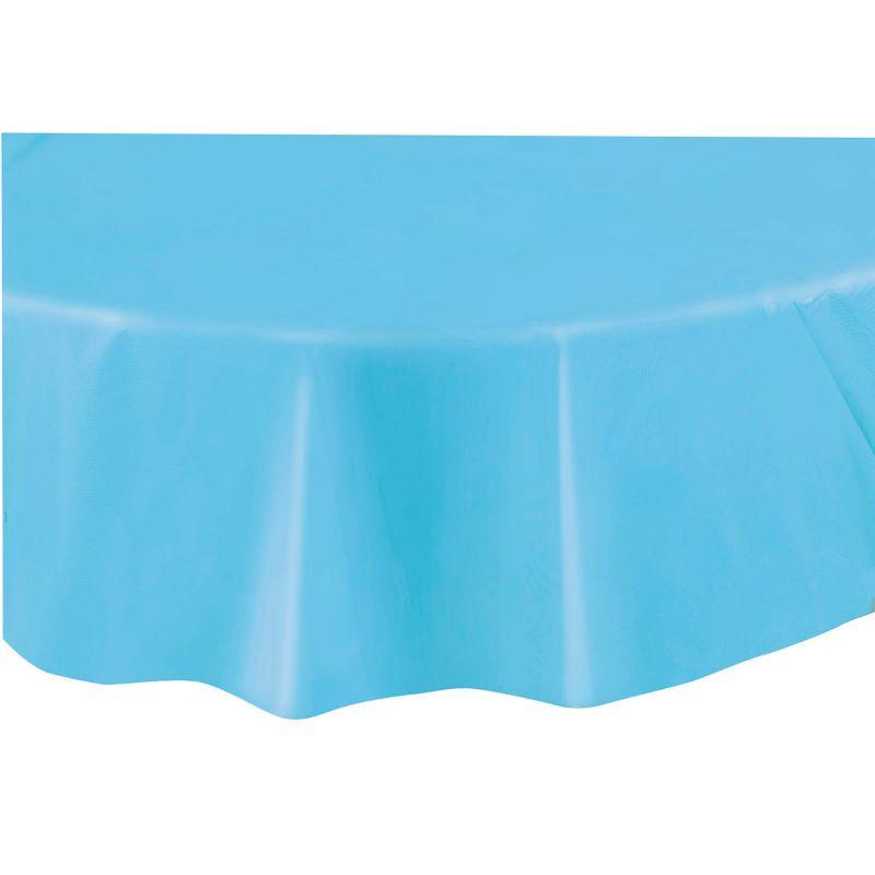 Powder Blue Plastic Round Tablecover - 213cm