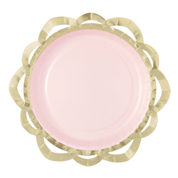 Elegant Valentine Gold Foil Stamped Paper Plates - 8cm x 20cm