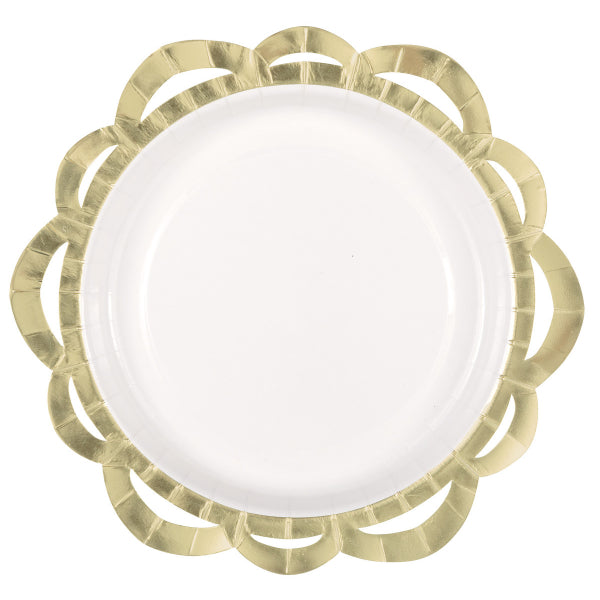 Elegant Valentine Gold Foil Stamped Paper Plates - 6cm x 25cm