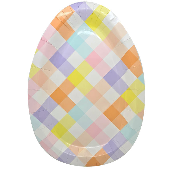 8 Pack Cool Bunny Egg Shaped Paper Plates - 8cm x 30cm