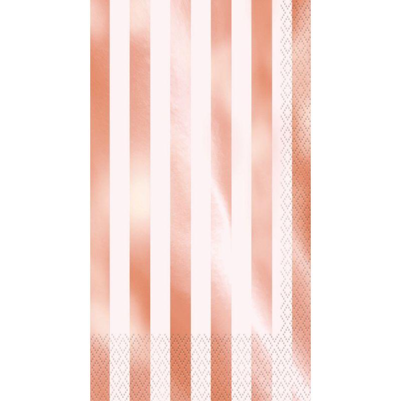 16 Pack Rose Gold Foil Stamped Stripes Guest Napkins - 40cm x 23.4cm