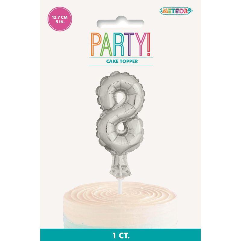 Silver Foil Balloon Cake Topper #8 - 12.7cm