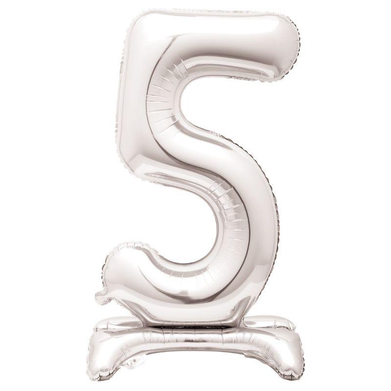 Giant Standing Silver Numberal 5 Foil Balloon - 76.2cm