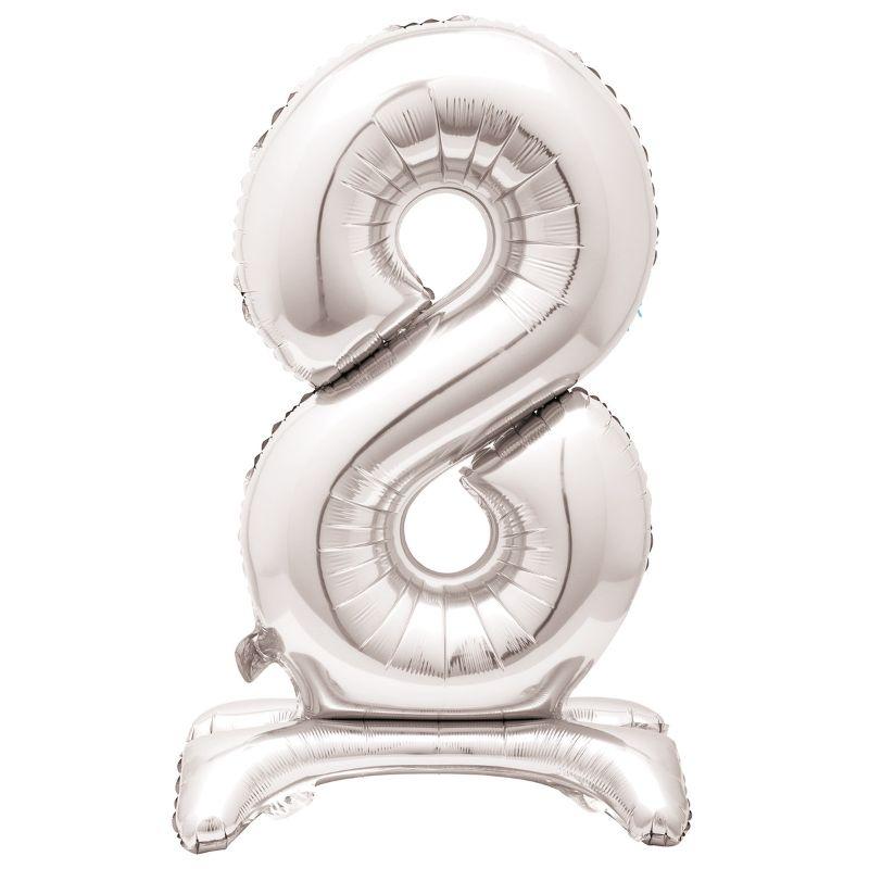 Giant Standing Silver Numberal 8 Foil Balloon - 76.2cm
