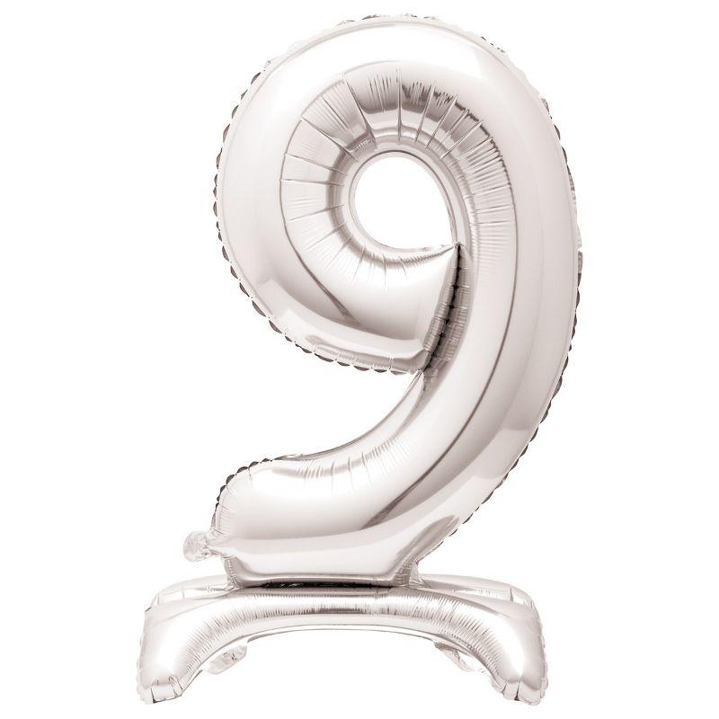 Silver Number 9 Giant Standing Air Filled Foil Balloon - 76cm