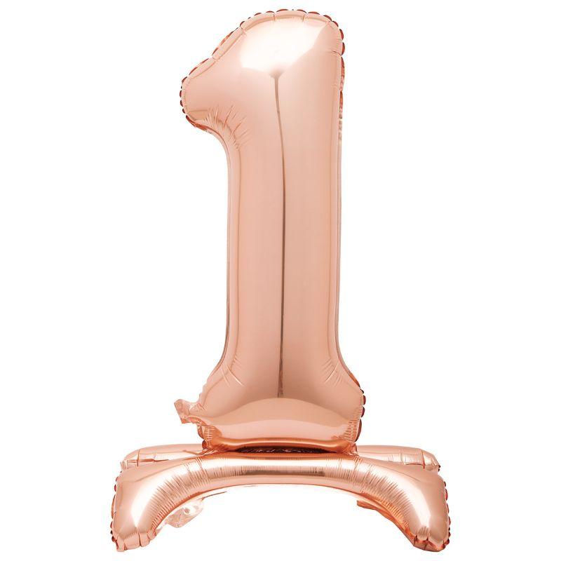 Giant Standing Rose Gold Numeral 1 Foil Balloon - 76.2cm