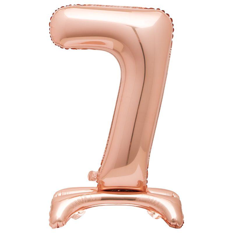 Giant Standing Rose Gold Numberal 7 Foil Balloon - 76.2cm