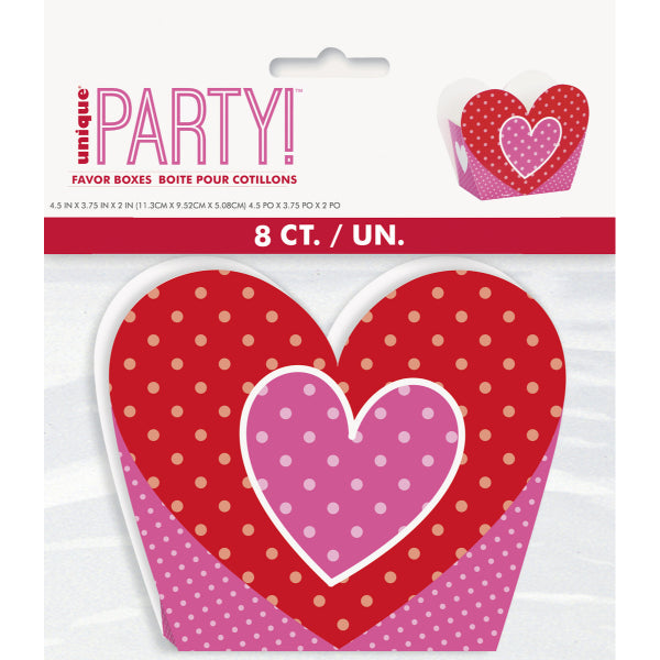 8 Pack Heart Favor Boxes - 11.4cm x 9.5cm