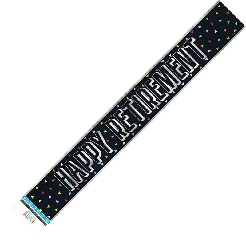 Black Happy Retirement Foil Banner - 3.65m
