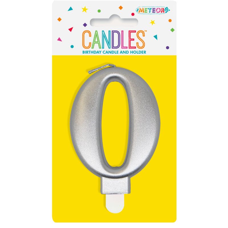Metallic Silver Numerical Birthday Candle 0 - 8cm