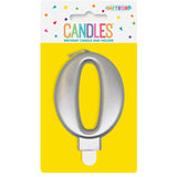 Load image into Gallery viewer, Metallic Silver Numerical Birthday Candle 0 - 8cm