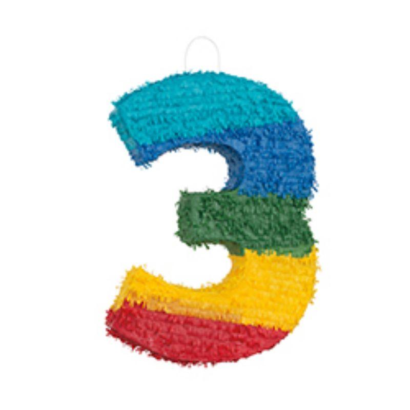 Rainbow Numeral 3 Pinata