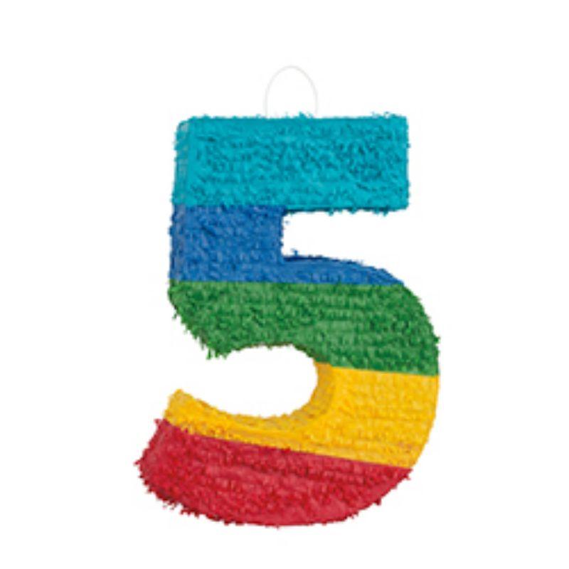 Rainbow Numeral 5 Pinata