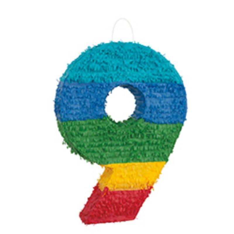 Rainbow Numeral 9 Pinata