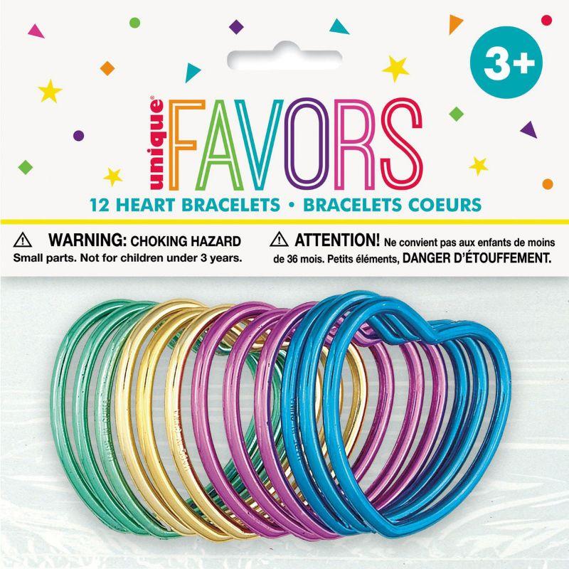12 Pack Shiny Heart Bracelets