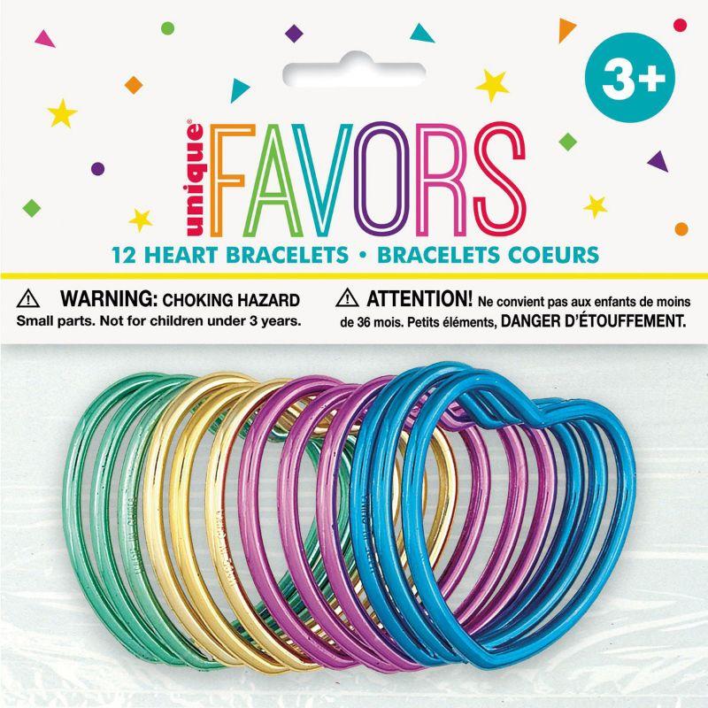 12 Pack Shiny Heart Bracelets