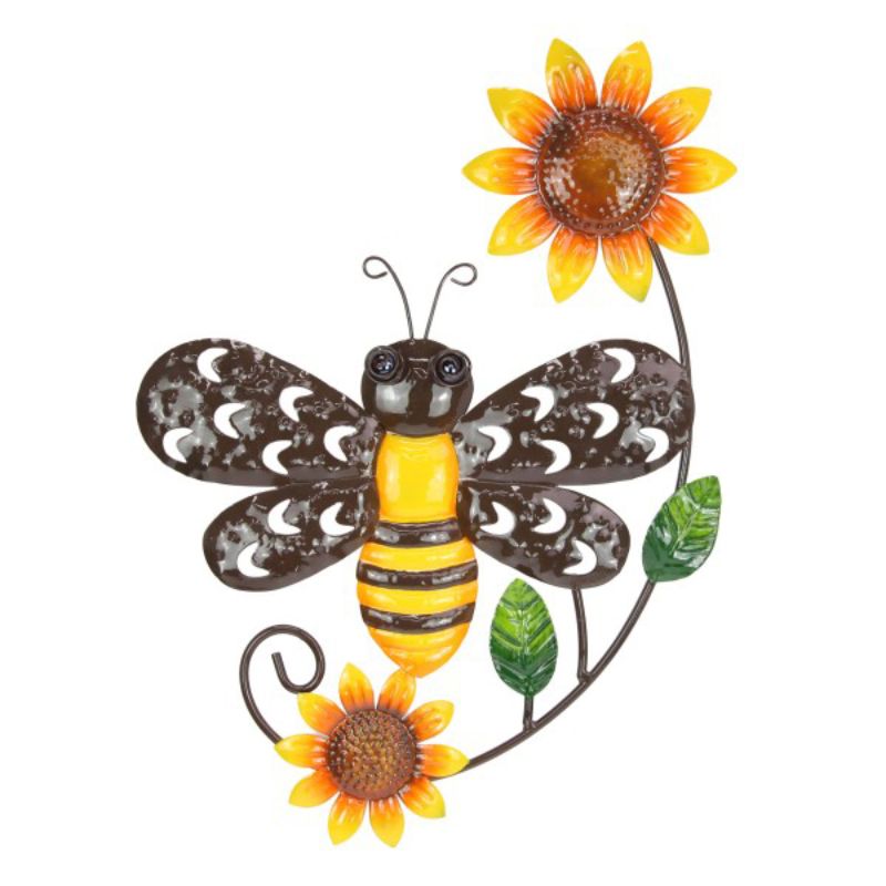 Metal Bee with Sunflower Wall Art - 36cm