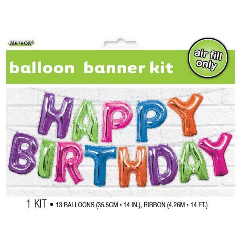 Multi-Colour Happy Birthday Foil Letter Balloon Kit - 35.5cm