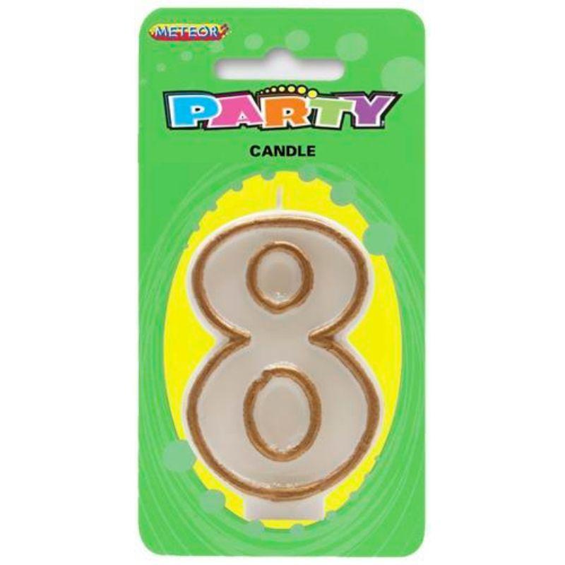Gold Numeral 8 Candle