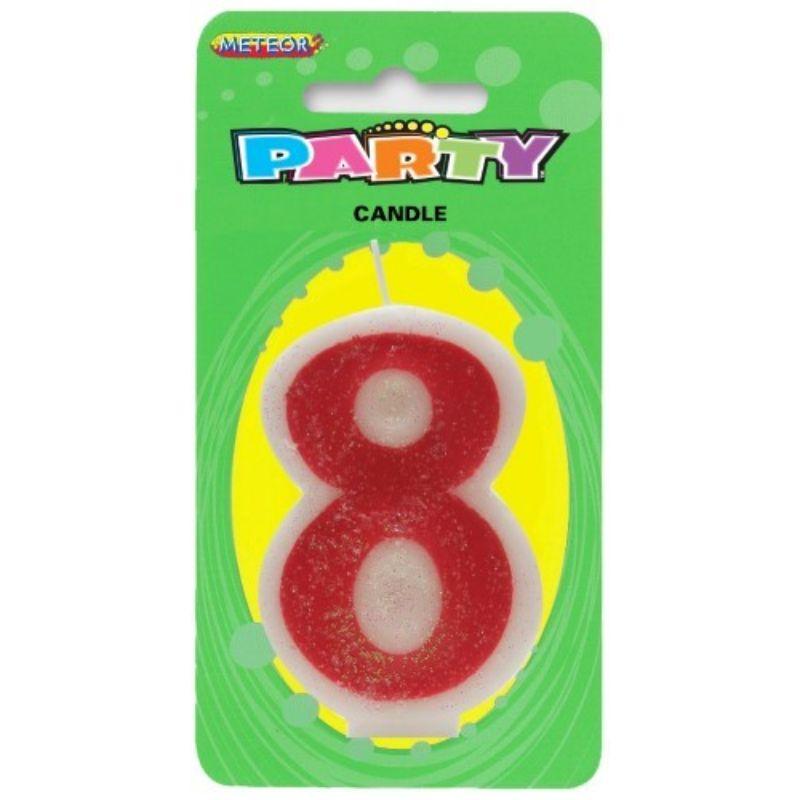 Pink Numeral Candle 8
