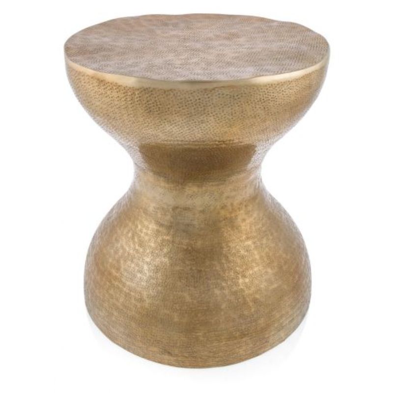 Aluminium Bubble Hammered Round Hourglass Stool - 25cm x 44cm