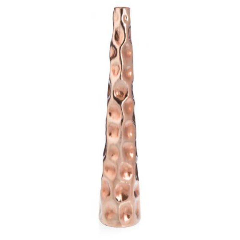 Aluminium Pebble Hammer Round Tall Taper Vase Small
