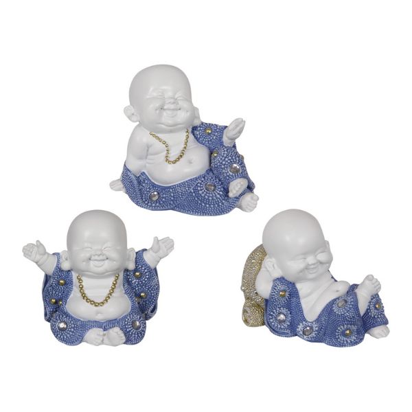 Cute Blue/White Sitting Monk - 8cm