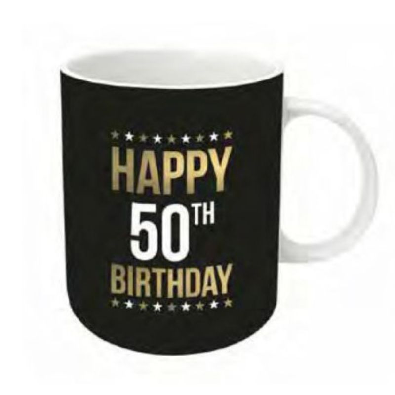 Gold Foil 50th Happy Birthday Mug - 354ml