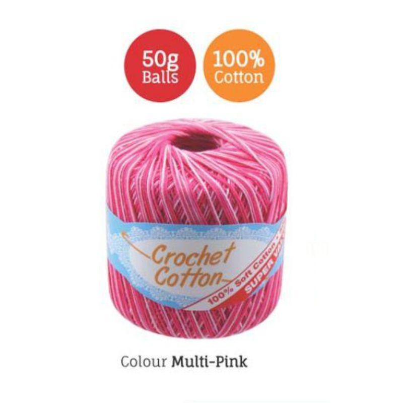 Multi Pink Crochet Cotton - 50g