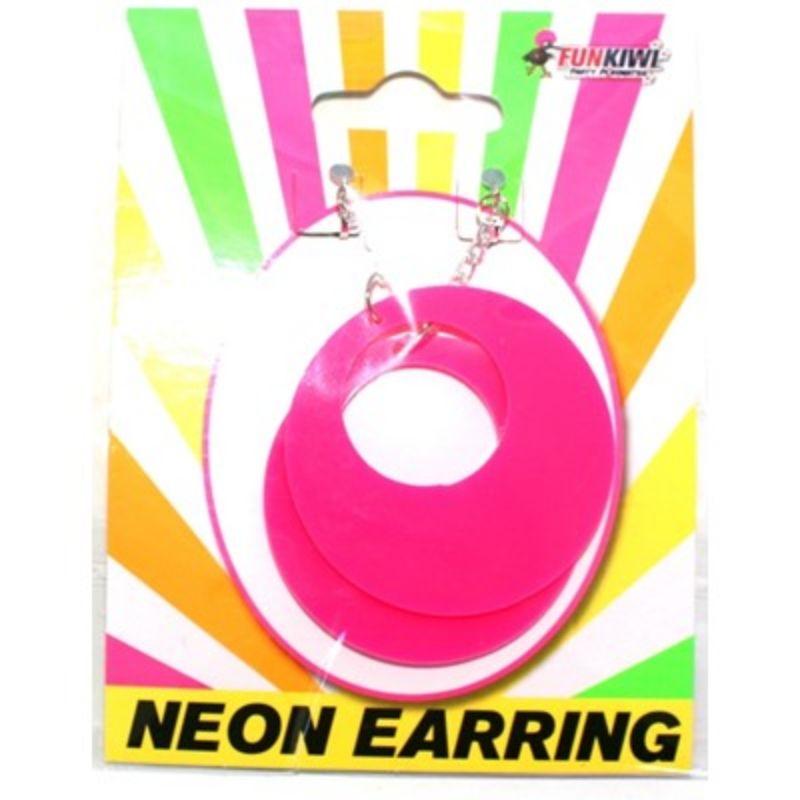 Neon Pink Oval Earring