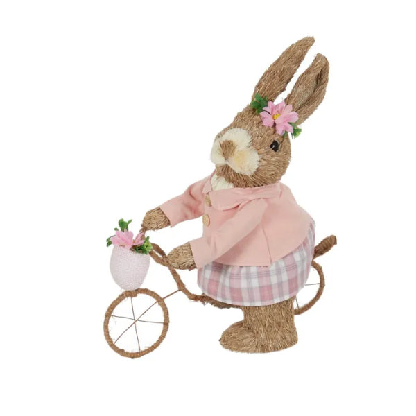 Betty Bunny On Bike Straw 30x16x30cm Pnk