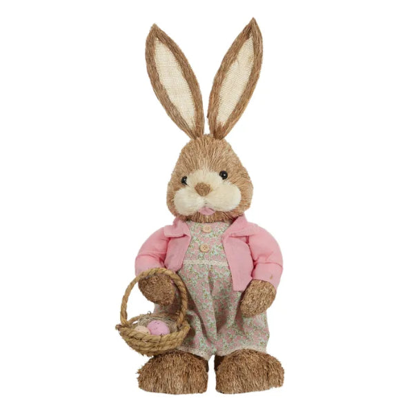 Pink Molly Bunny With Basket Straw - 25cm x 65cm
