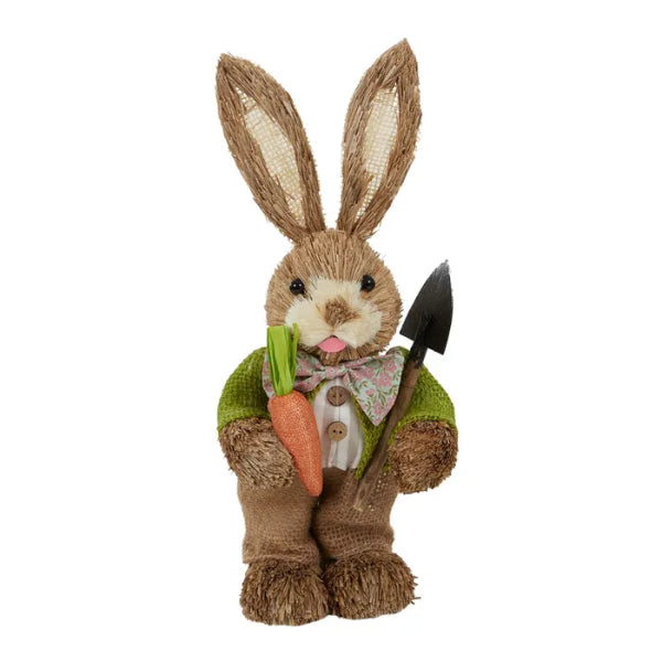 Green Miles Bunny With Shovel Straw - 13cm x 33cm